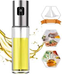 Oil Spray Bottle – 100ml Glass Oil Sprayer for Kitchen | Cooking, BBQ, Baking & Salad (Random Color)
