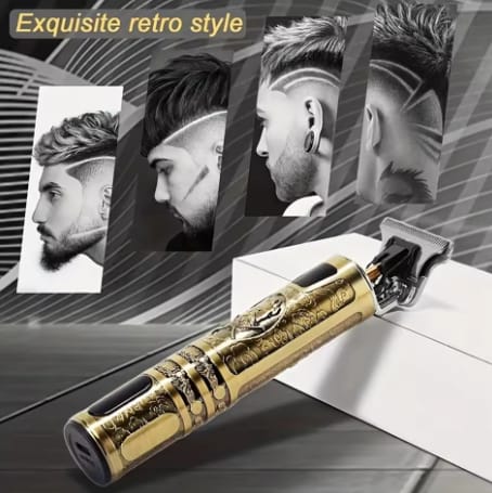 Metal Body Vintage T9 Hair Trimmer For Men – Professional USB Rechargeable Hair & Beard Trimmer