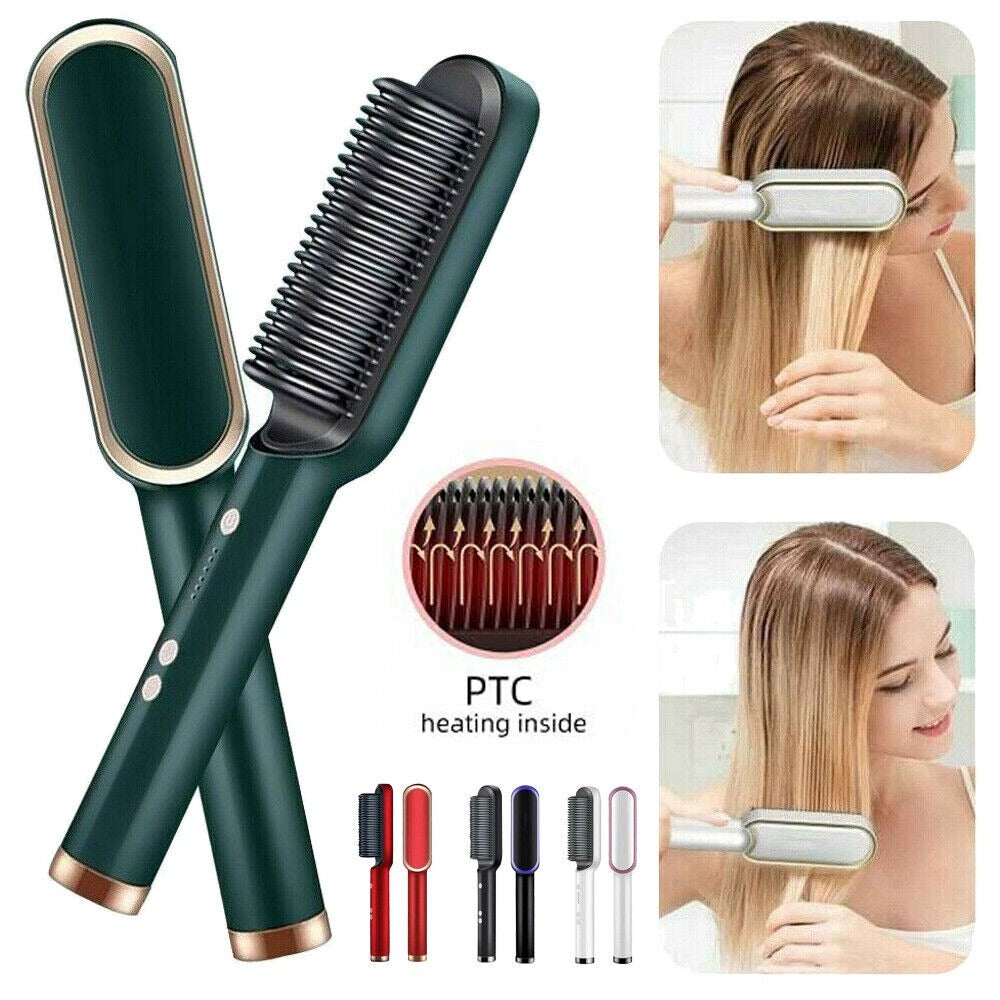 2-in-1 Hair Straightener Iron Brush/ Comb