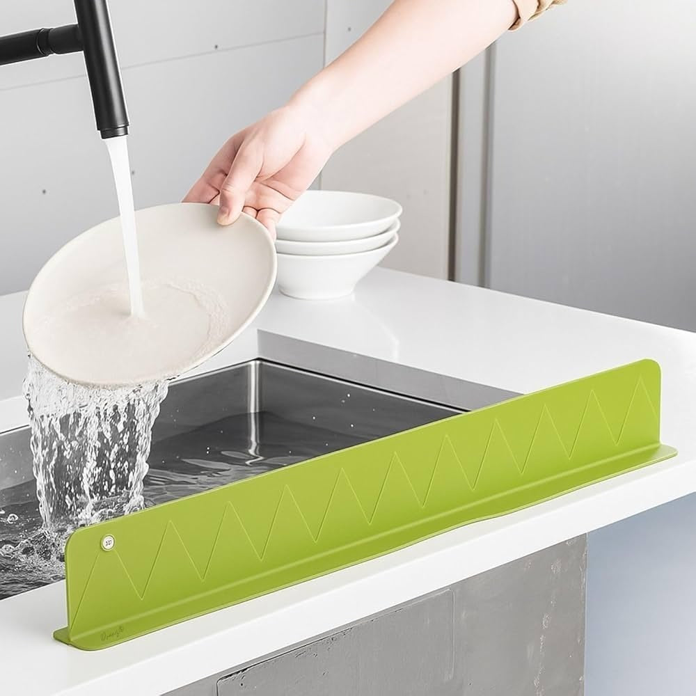 Silicone Sink Splash Guard with Strong Suction Cups – Water Splash Protector for Kitchen & Bathroom