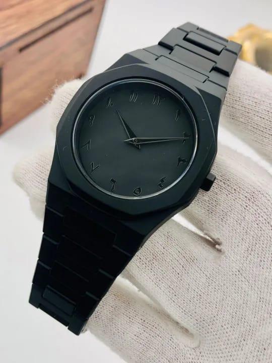 Black Aura Watch – Matte All-Black Arabic Quartz Timepiece for Men & Boys