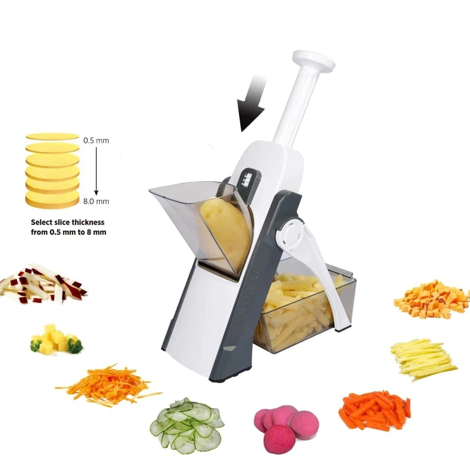 Safe Adjustable Mandoline Slicer – Multi-Purpose Vegetable Cutter, Kitchen Chopper & Manual Grater