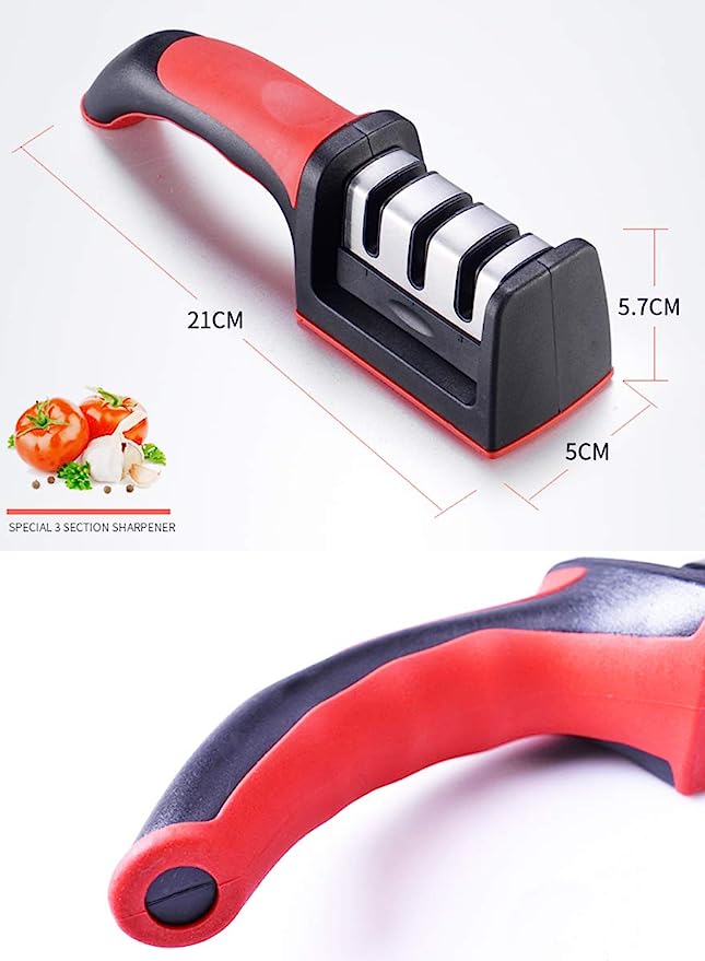 3-in-1 Knife Sharpener | 3-Stage Diamond Coated Kitchen Sharpener