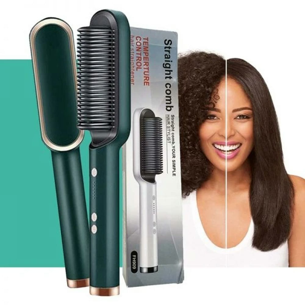 2-in-1 Hair Straightener Iron Brush/ Comb