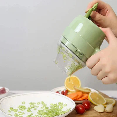 Rechargeable 4-in-1 Electric Vegetable Cutter – Slicer, Chopper, Grinder & Peeler (Random Color)