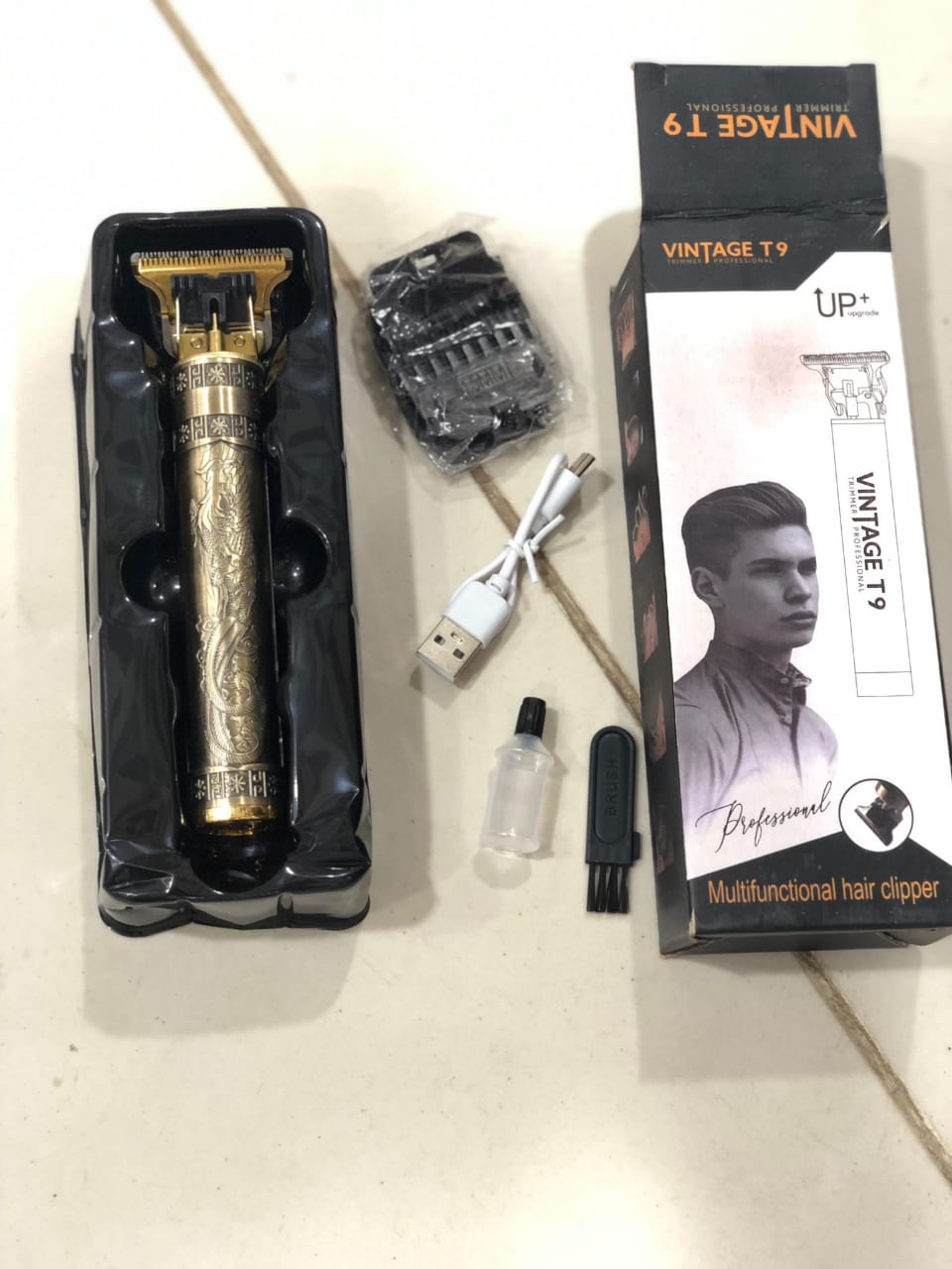 Metal Body Vintage T9 Hair Trimmer For Men – Professional USB Rechargeable Hair & Beard Trimmer