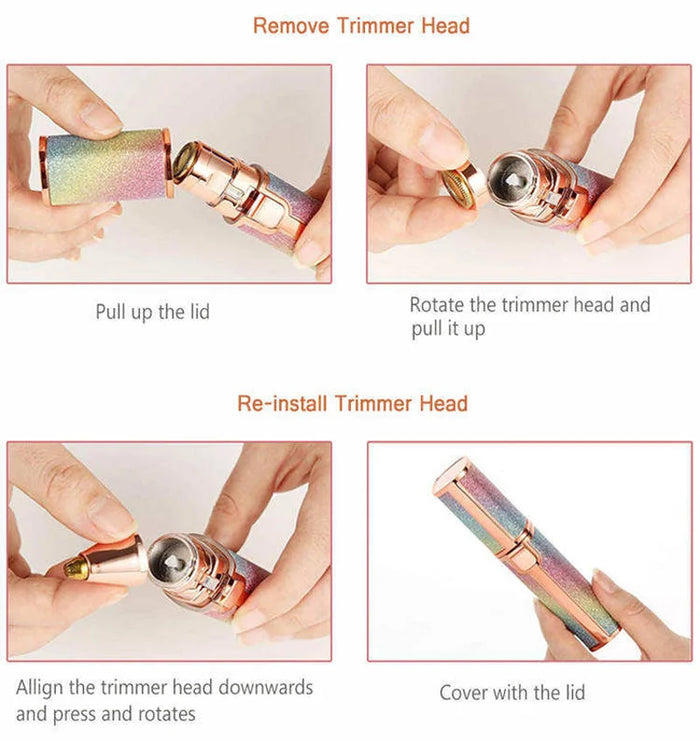 Rechargeable 2-in-1 Eyebrow Trimmer & Facial Hair Remover for Women– USB Charging, Painless & Portable