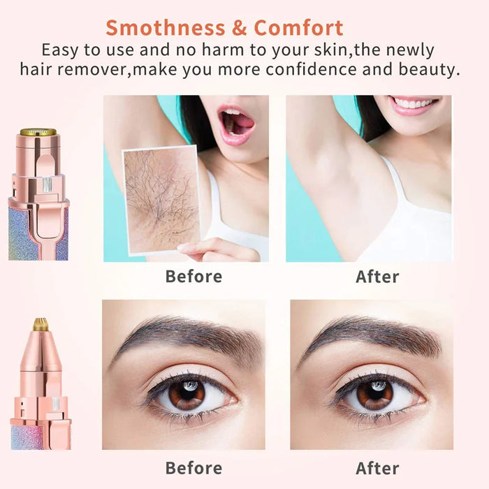 Rechargeable 2-in-1 Eyebrow Trimmer & Facial Hair Remover for Women– USB Charging, Painless & Portable