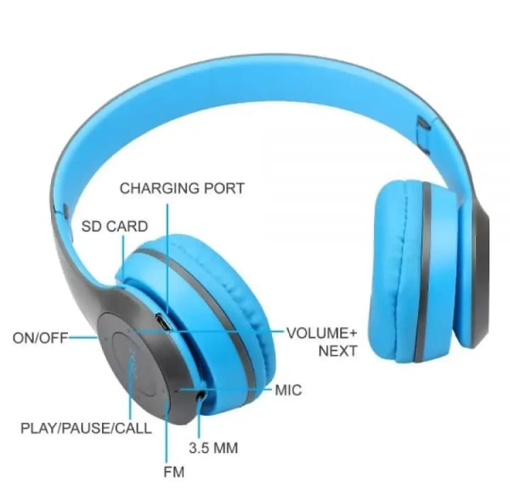 P47 Wireless Bluetooth Headphones โ Ultra Small Gaming Headset with Mic (Random Color)