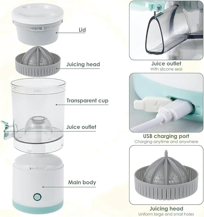 Portable Electric Citrus Juicer – USB Rechargeable Automatic Juice Maker