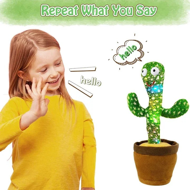 Dancing Cactus Toy – Singing, Talking & Voice Recording Plush Toy with USB Rechargeable Function (With Cap) – For Babies & Kids (6 Months+)