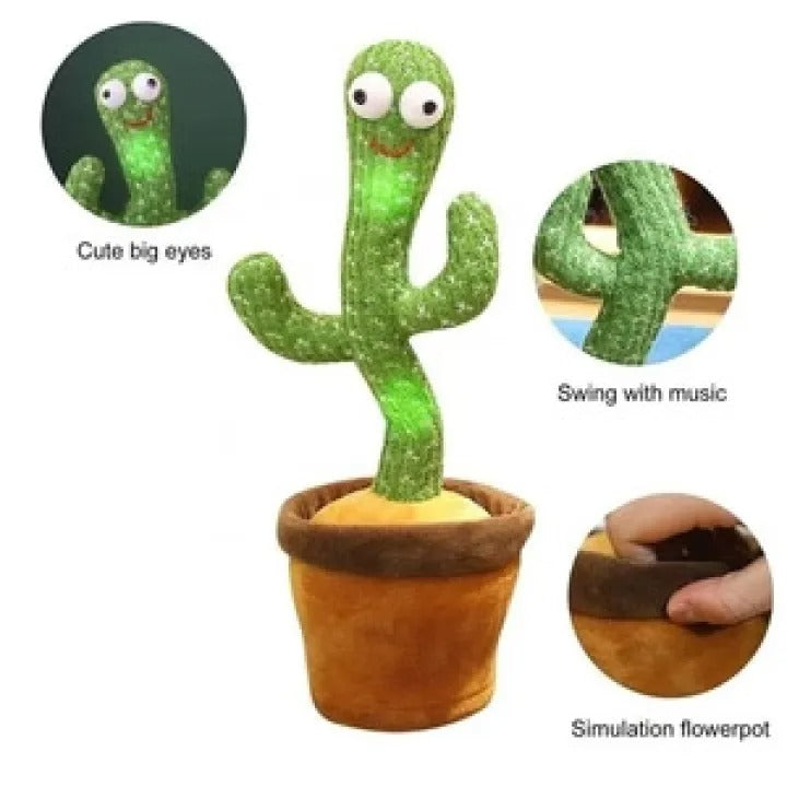 Dancing Cactus Toy – Singing, Talking & Voice Recording Plush Toy with USB Rechargeable Function (With Cap) – For Babies & Kids (6 Months+)