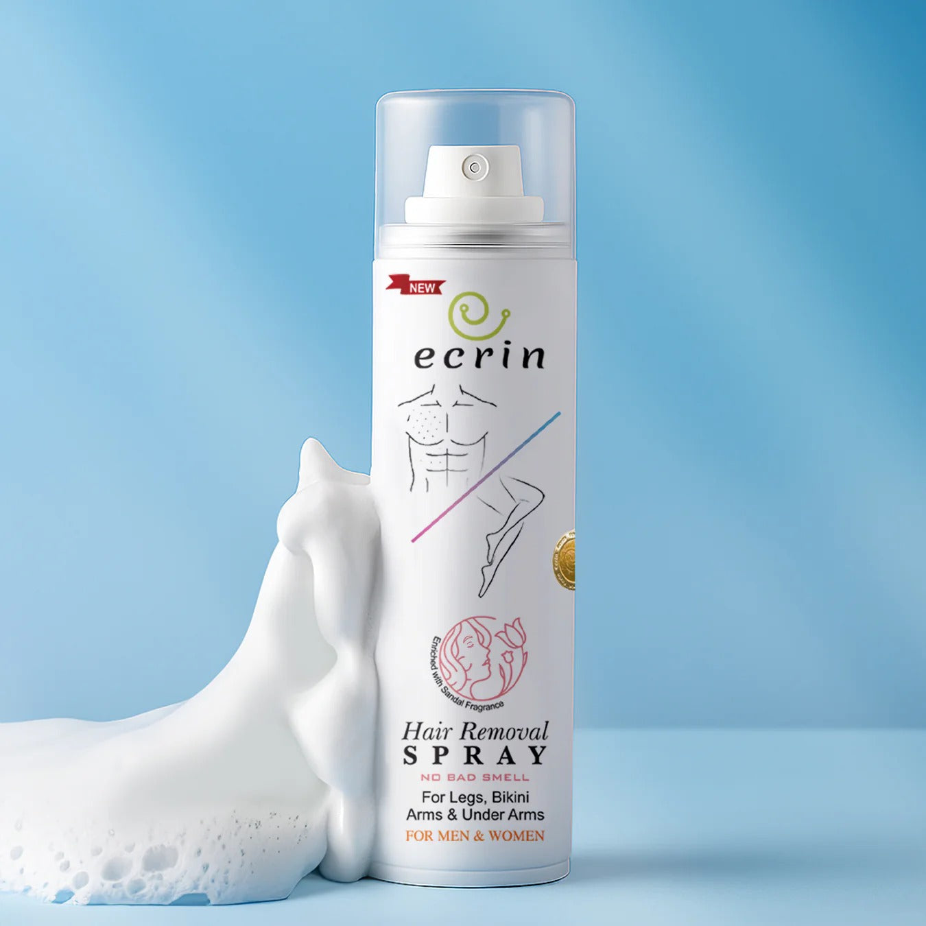 New Ecrin Hair Removal Foaming Spray – Instant Painless Hair Remover