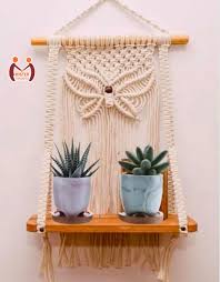 Mister Traders Purely Handmade Macrame Wall Hanging Shelf – Boho Decorative Storage for Home