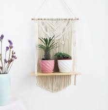 Mister Traders Purely Handmade Macrame Wall Hanging Shelf – Boho Decorative Storage for Home