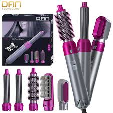 5-in-1 Hair Styler – Multi-Function Professional Hair Dryer, Curler, Comb & Straightener