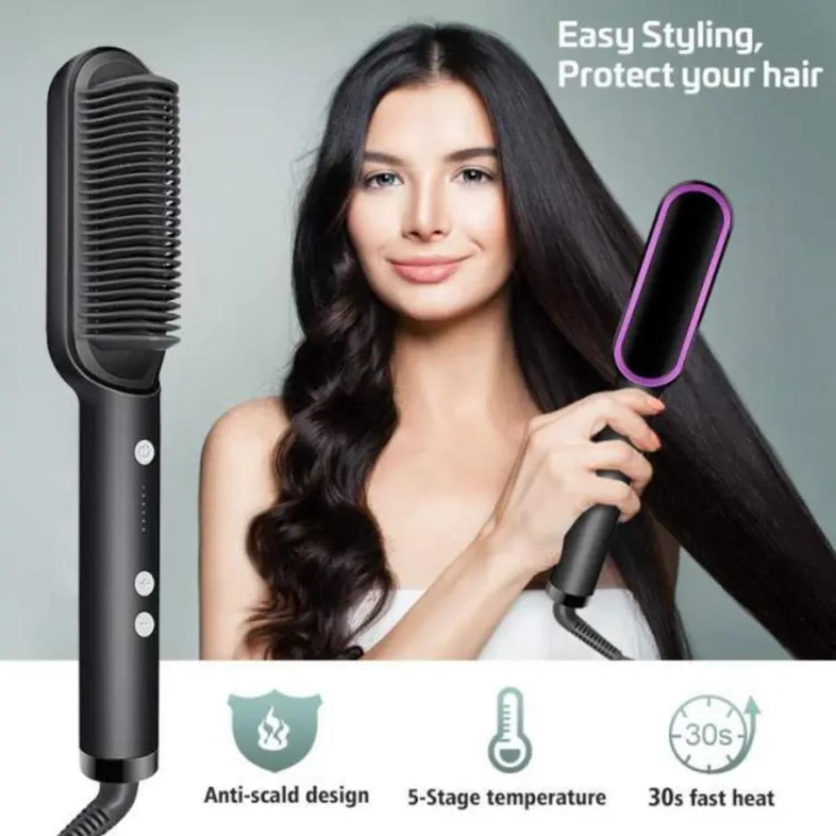 2-in-1 Hair Straightener Iron Brush/ Comb