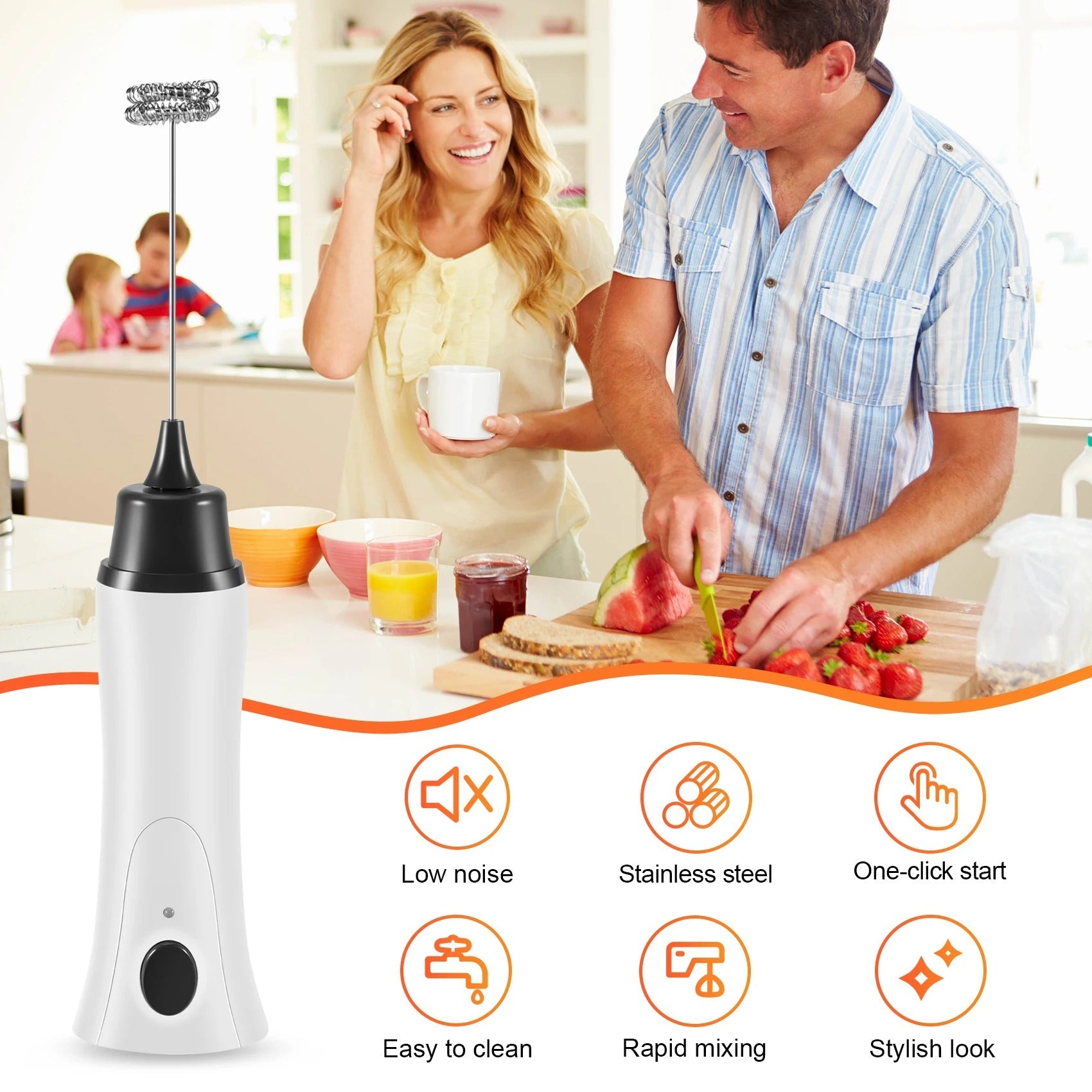 Electric Rechargeable Coffee Foamer – USB Whisk Milk Frother for Coffee, Latte & Cappuccino