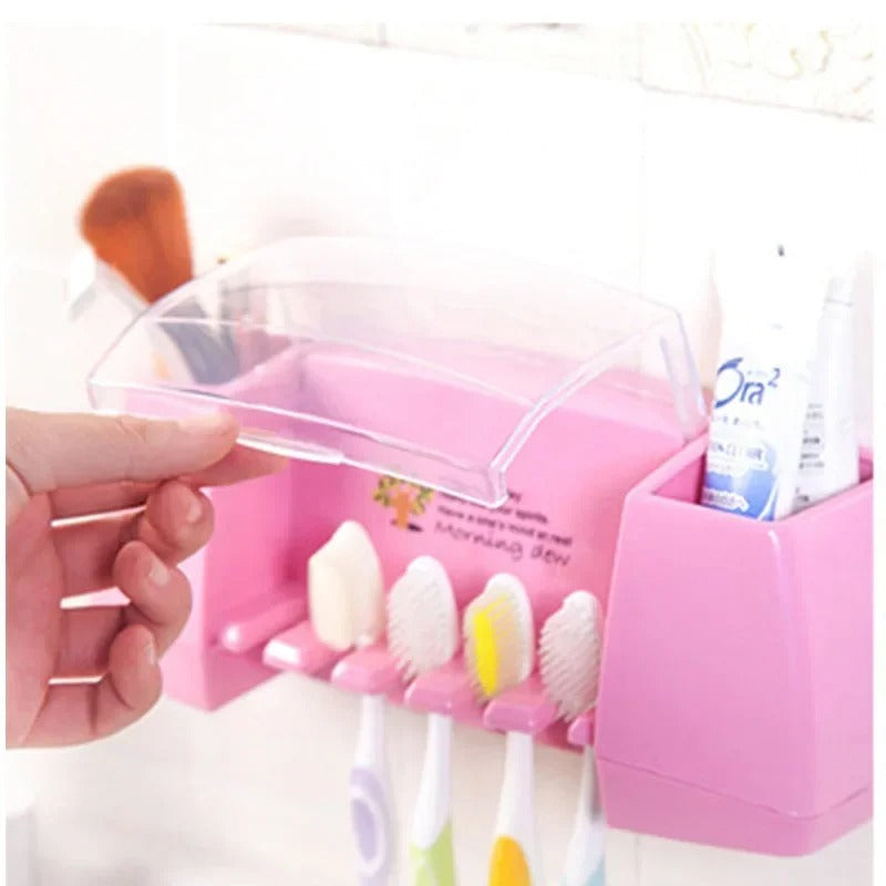 Multifunctional Toothbrush Holder Storage Box | Bathroom Cosmetic Accessories Set | Strong Suction Hook Bracket
