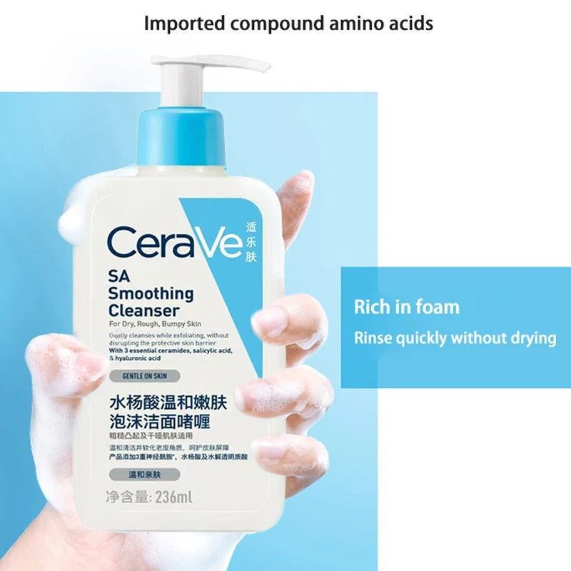 CeraVe SA Smoothing Cleanser – Salicylic Acid Face & Body Wash for Rough & Bumpy Skin