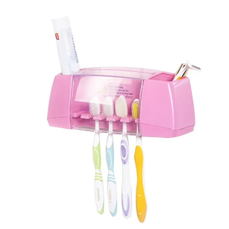 Multifunctional Toothbrush Holder Storage Box | Bathroom Cosmetic Accessories Set | Strong Suction Hook Bracket