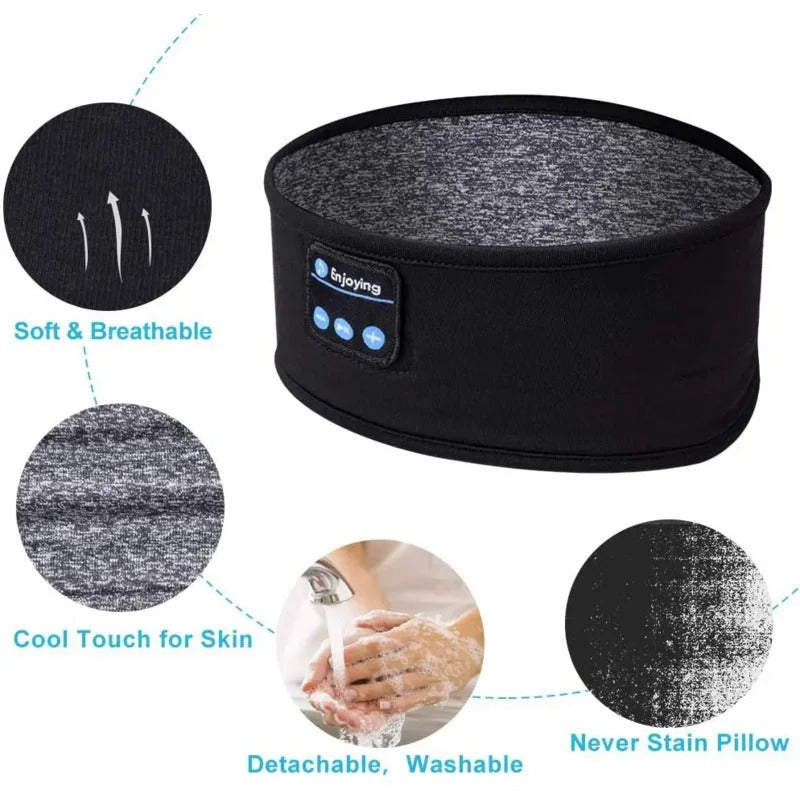 Bluetooth Sleeping Headband Headphones – Wireless Music Eye Mask for Sleep, Yoga & Travel