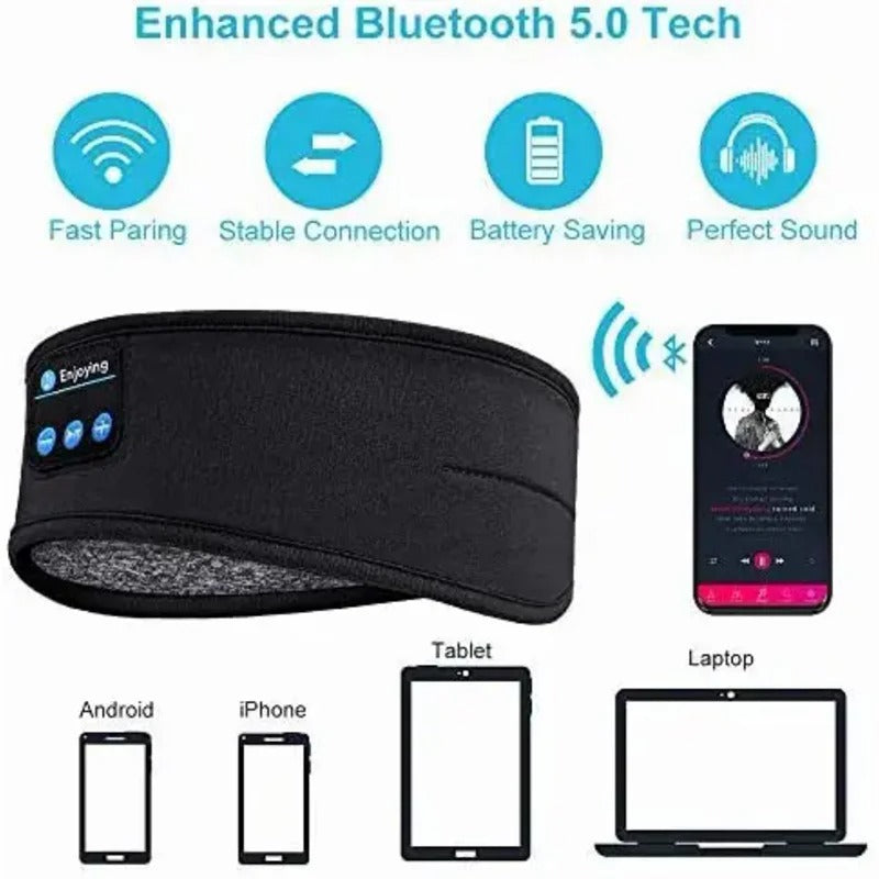 Bluetooth Sleeping Headband Headphones – Wireless Music Eye Mask for Sleep, Yoga & Travel