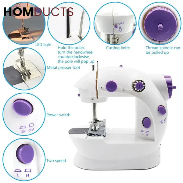 Portable Mini Dual-Speed Electric Sewing Machine with Foot Pedal & Accessory Kit