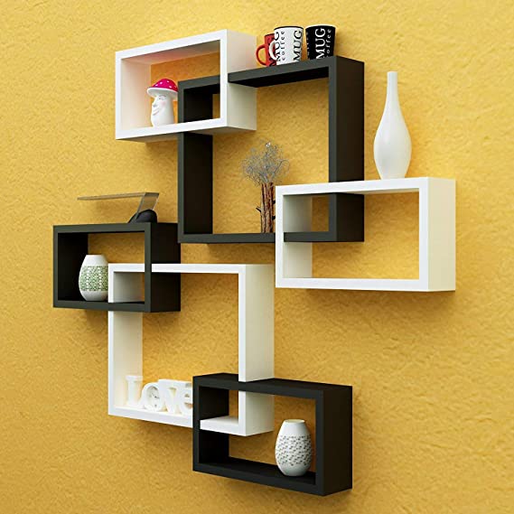 Wall Mounted Wooden Decorative Shelves | Modern Home & Office Storage Display Rack