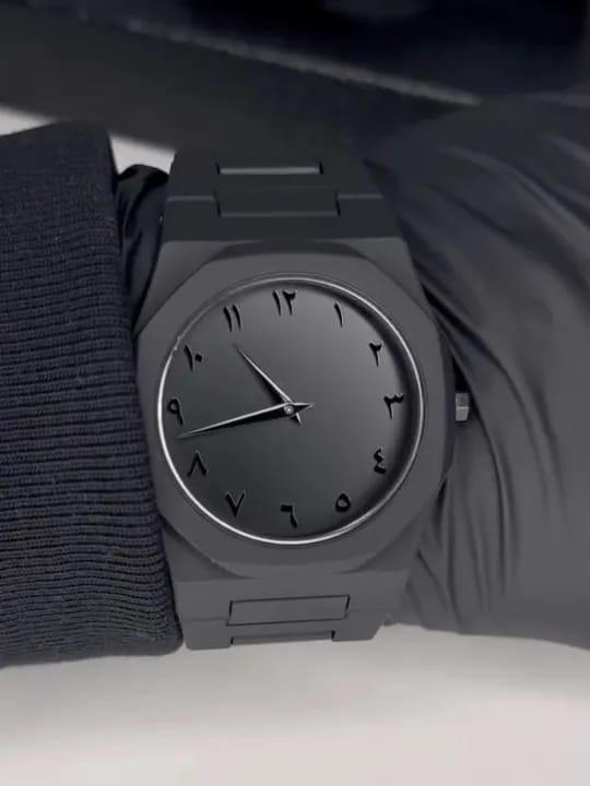 Black Aura Watch – Matte All-Black Arabic Quartz Timepiece for Men & Boys